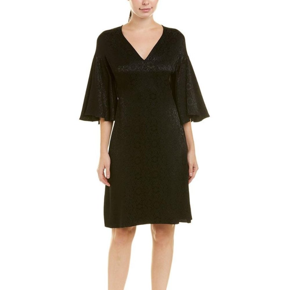 Derek Lam Black patterned V-Neck Knee-Length Dress
